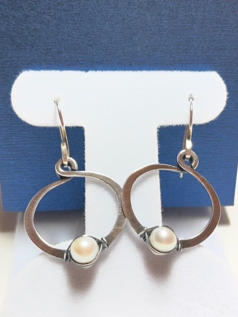 Artisan silver pearl earrings